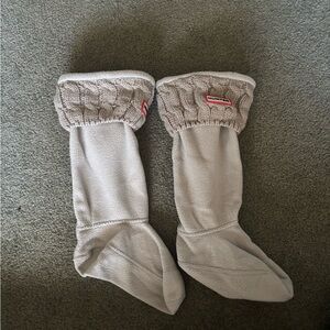 Hunter Light Grey Cable Knit Boot Socks